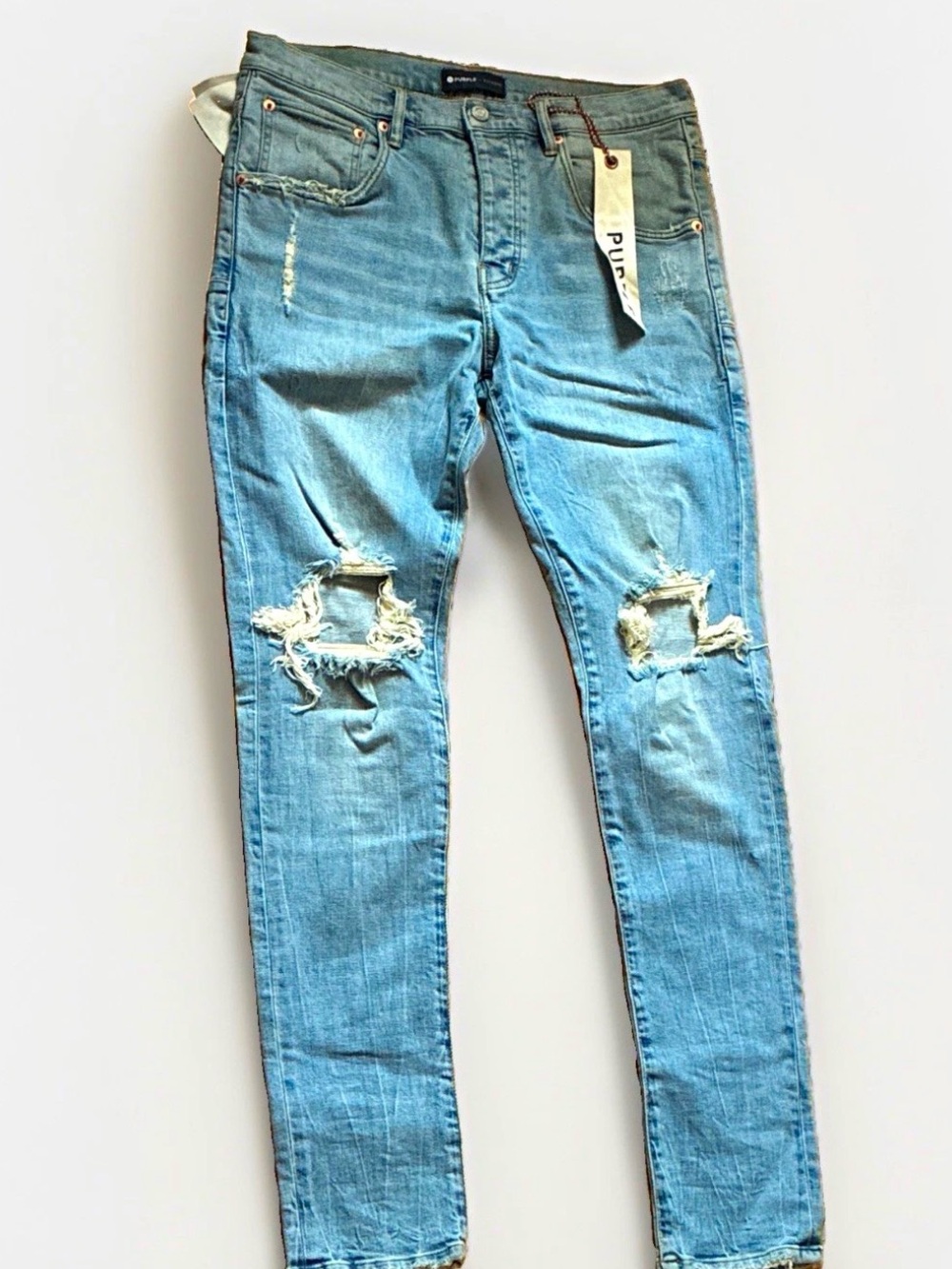 Men's Light Blue Skinny Ripped Jeans - Modern Slim Fit